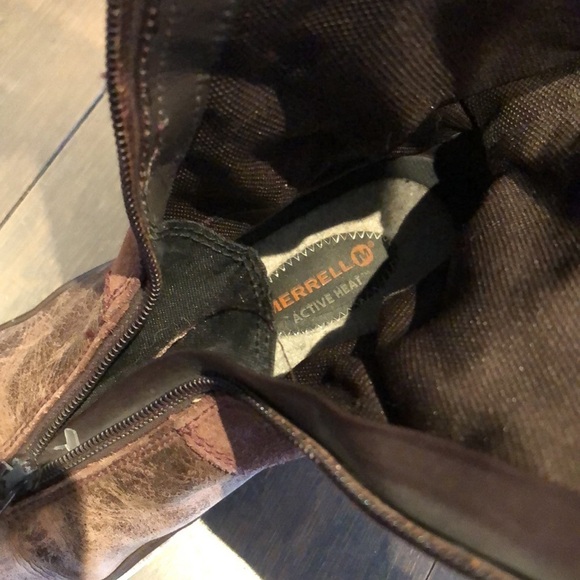 Merrell tall brown leather boots. Front zip. Warm! - Picture 10 of 11